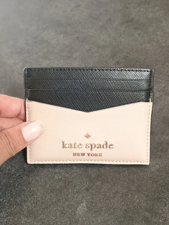 NWOT Kate Spade New York Two-Tone Black & Tan Card Holder - Picture 1 of 3